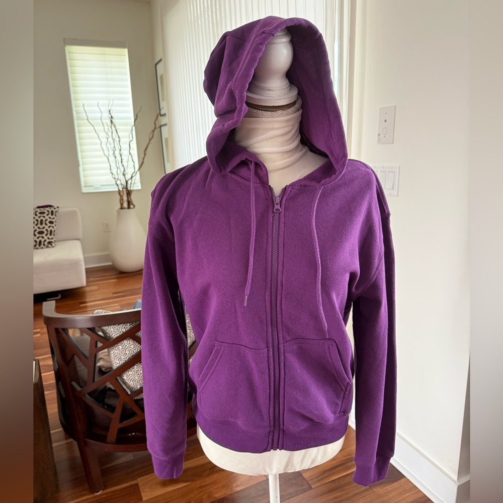 Hello Kitty & Friends Sanrio Purple Zip-Up Hoodie Back Graphic Size Extra Small